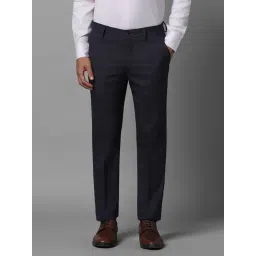 Louis Philippe Navy Slim Fit Checks Trousers-picture-27