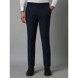 Louis Philippe Navy Slim Fit Checks Trousers-picture-11