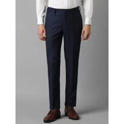 Louis Philippe Navy Slim Fit Checks Trousers-picture-37