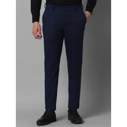 Louis Philippe Navy Slim Fit Checks Trousers-picture-42
