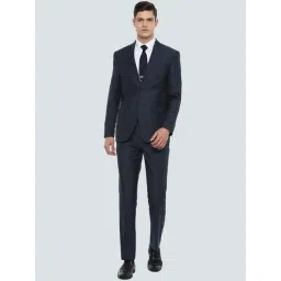 Louis Philippe Navy  Slim Fit Self Pattern Three Piece Suit-picture-11