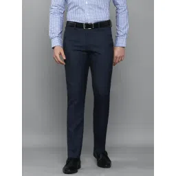 Louis Philippe Navy Slim Fit Self Pattern Trousers-picture-31