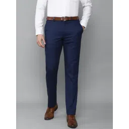 Louis Philippe Navy Slim Fit Self Pattern Trousers-picture-40
