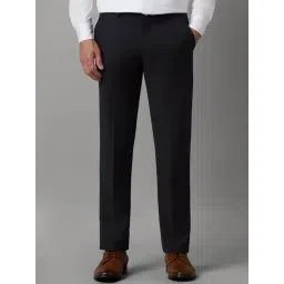 Louis Philippe Navy Slim Fit Self Pattern Trousers-picture-39