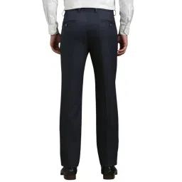 Louis Philippe Navy Slim fit Solid Trousers image 2