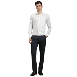 Louis Philippe Navy Slim fit Solid Trousers image 5