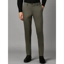 Louis Philippe Olive Cotton Slim Fit Trousers-picture-15
