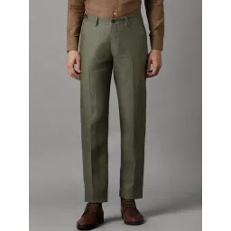 Louis Philippe Olive Linen Slim Fit Texture Trousers-picture-48