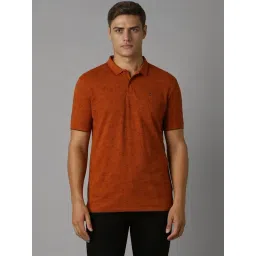 Louis Philippe Orange Cotton Slim Fit Printed Polo T-Shirt-picture-12