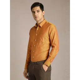 Louis Philippe Orange Cotton Slim Fit Texture Shirt image 3