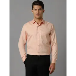 Louis Philippe Peach Cotton Regular Fit Shirt-picture-19