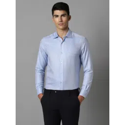 Louis Philippe Permapress Blue Cotton Regular Fit Shirt-picture-37
