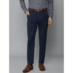 Louis Philippe Permapress Navy Blue Slim Fit Self Pattern Trousers-picture-41