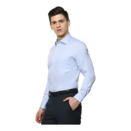 Louis Philippe Permapress Sky Blue Cotton Regular Fit Shirt-picture-47