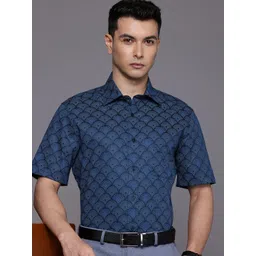 Louis Philippe Pure Cotton Classic Fit Ethnic Motifs Printed Formal Shirt-picture-36