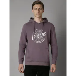 Louis Philippe Purple Cotton Regular Fit Printed Hooded Sweatshirt-picture-35