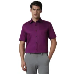 Louis Philippe Purple Cotton Regular Fit Shirt-picture-24