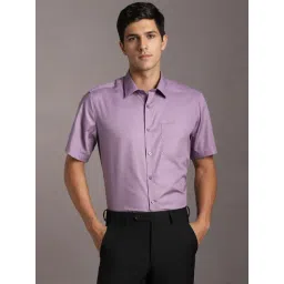 Louis Philippe Purple Cotton Regular Fit Texture Shirt-picture-37