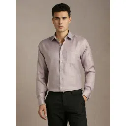 Louis Philippe Purple Cotton Slim Fit Solid Shirt-picture-25