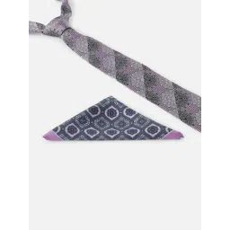 Louis Philippe Purple Embroidered Tie & Pocket Square Gift Set-picture-24