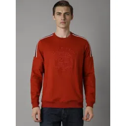 Louis Philippe Red Cotton Regular Fit Embroidered Sweatshirt-picture-32