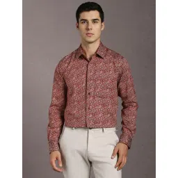 Louis Philippe Red Cotton Regular Fit Printed Shirt-picture-43