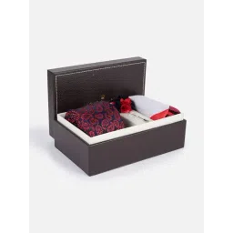 Louis Philippe Red Printed Tie, Pocket Square with Cufflink-picture-19