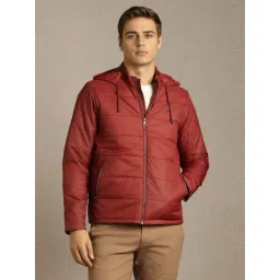 Louis Philippe Red Regular Fit Quilted Hooded Jacket-picture-36
