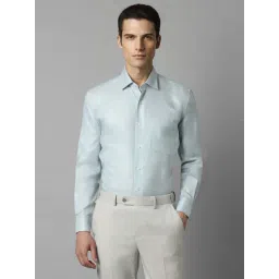 Louis Philippe Sea Blue Cotton Regular Fit Shirt-picture-15