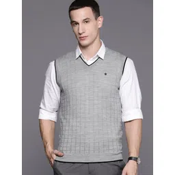 Louis Philippe Self Checked Sweater Vest-picture-41