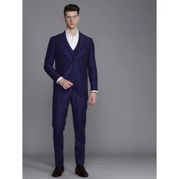 Louis Philippe Self Design Slim-Fit Single-Breasted Three-Piece Formal Suit-picture-41
