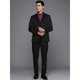 Louis Philippe Self Design Slim-Fit Single-Breasted Three-Piece Formal Suit-picture-44