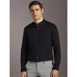 Louis Philippe Slim Fit Solid Band Collar Cotton Formal Shirt-picture-33