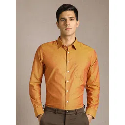 Louis Philippe Slim Fit Textured Long Sleeves Pure Cotton Formal Shirt-picture-10