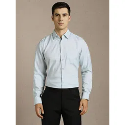 Louis Philippe Slim Fit Textured Spread Collar Pure Cotton Formal Shirt-picture-20