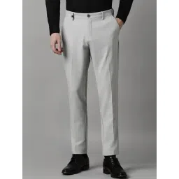 Louis Philippe Sport Grey Slim Fit Self Pattern Trousers-picture-45