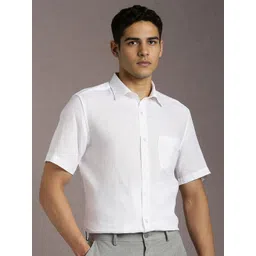 Louis Philippe Spread Collar Pure Linen Formal Shirt-picture-42