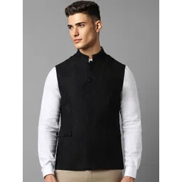 Louis Philippe Textured Slim Fit Nehru Jacket-picture-11