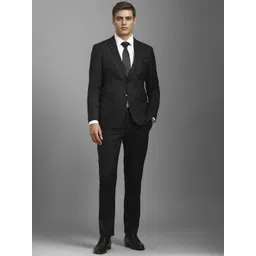 Louis Philippe Textured Slim-Fit Notched Lapel Single-Breasted Two-Piece Suit-picture-35