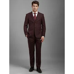 Louis Philippe Textured Slim Fit Single-Breasted Three Piece Formal Suit-picture-29