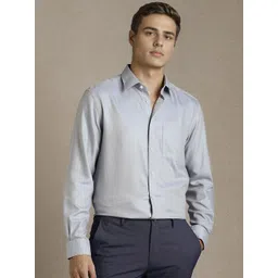 Louis Philippe Textured Spread Collar Pure Cotton Formal Shirt-picture-27