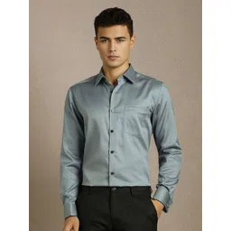 Louis Philippe Textured Spread Collar Pure Cotton Formal Shirt-picture-25