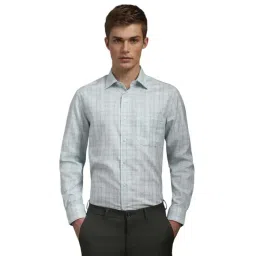 Louis Philippe White Cotton Regular Fit Checks Shirt-picture-38