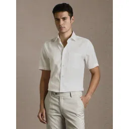 Louis Philippe White Cotton Regular Fit Texture Shirt-picture-24