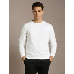 Louis Philippe White Cotton Regular Fit Texture Sweatshirt-picture-46