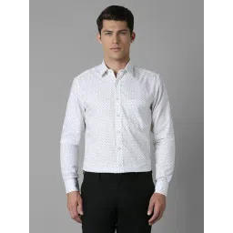 Louis Philippe White Cotton Slim fit Print Formal Shirt-picture-42