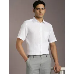 Louis Philippe White Linen Regular Fit Shirt-picture-45