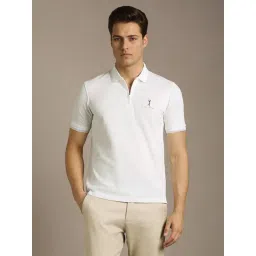 Louis Philippe White Regular Fit Solid Polo T-Shirt-picture-44