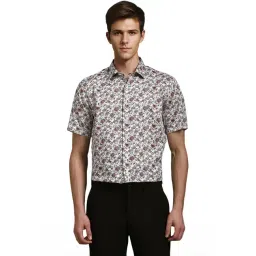 Louis Philippe White Slim Fit Floral Print Shirt-picture-18