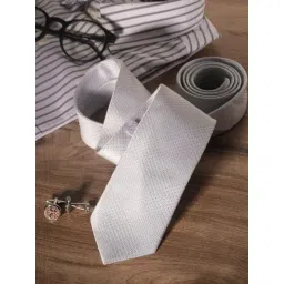 Louis Philippe White Textured Tie-picture-22